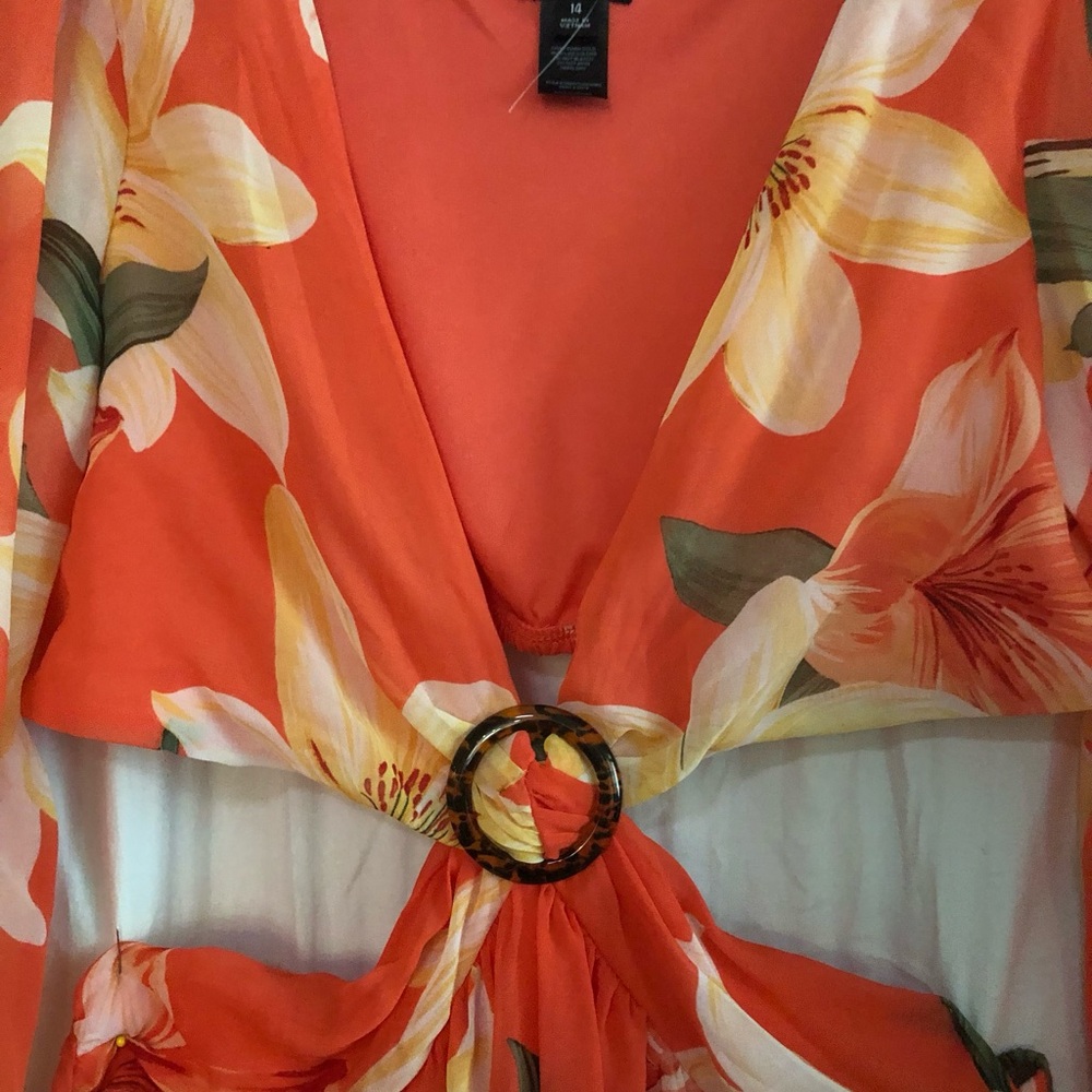 NEW Kate & Lily Red Floral Long Sleeve Maxi Dress - Picture 3 of 6